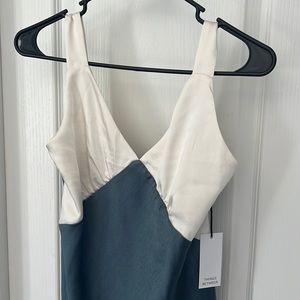 Blue and white satin dress NWT